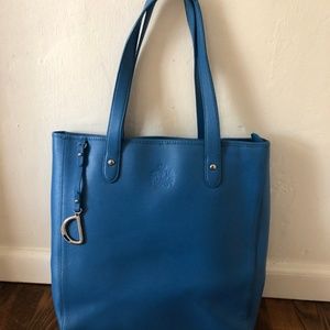 Lauren Ralph Lauren Leather Laptop Bag - Cobalt